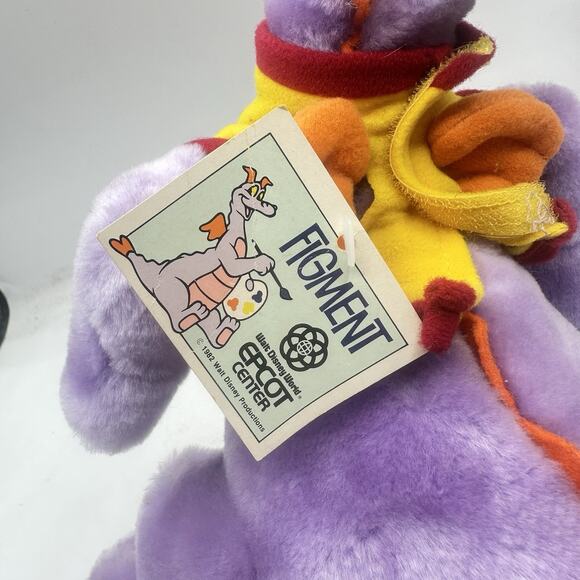 Vintage NWT Figment 10” Plush Disney World Parks 80s With Original tags - Picture 2 of 9